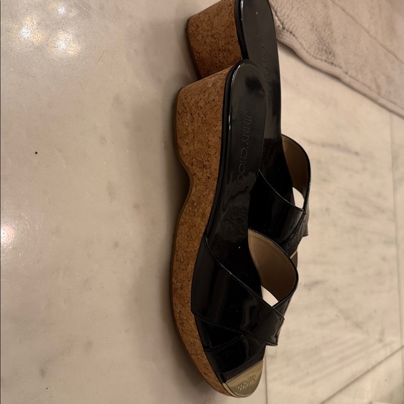 Jimmy Choo Cork and Black patent leather sandal - Picture 5 of 9